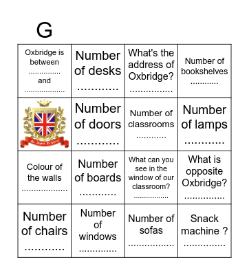 The School of Oxbridge Bingo Card