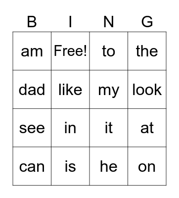 A/B Bingo Card