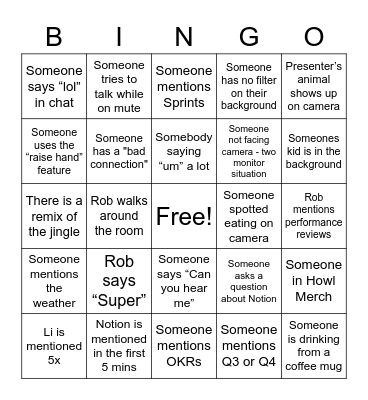 Tech & Product Bingo Card