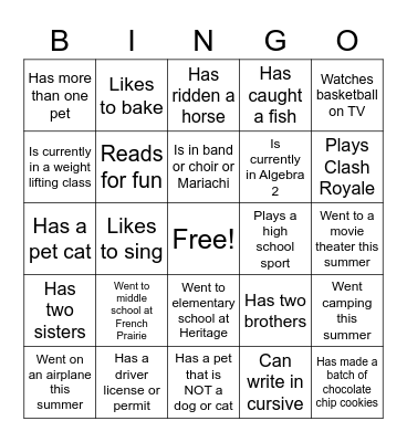 Find Someone Who Bingo Card