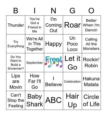 🎶 Guess the Song 🎵 Bingo Card
