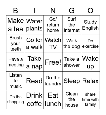 DAILY ROUTINE Bingo Card