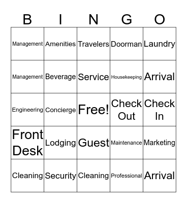 HOSIPTALITY Bingo Card