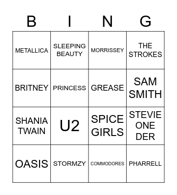 NUMBER ONE SONGS Bingo Card