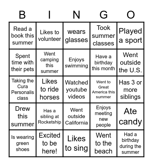 BACK TO SCHOOL BINGO Card