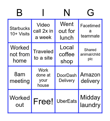 At-Home B I N G O Bingo Card