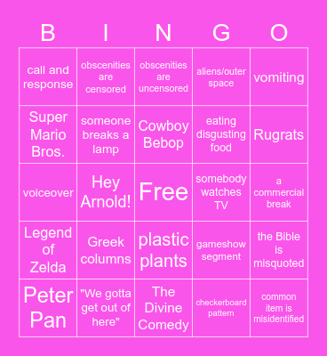 Jawbreakers Bingo Card