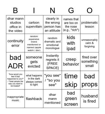 Dhar Mann Bingo v2 Bingo Card