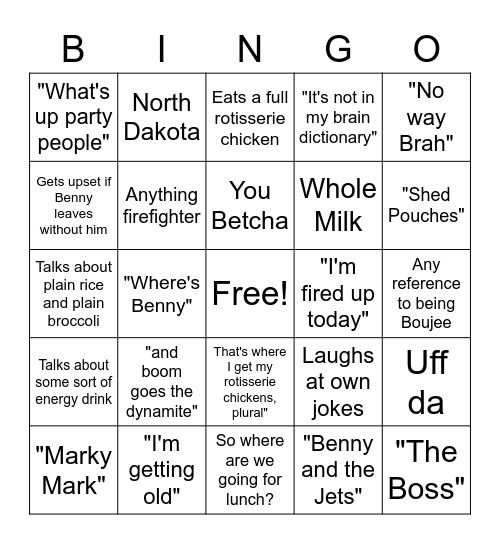 Jared Bingo (Fill this out when you hear the phases, don't tell Jared until you get a BINGO!) Bingo Card