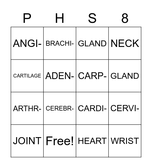 WARM UP BINGO 8/29-9/2 Bingo Card