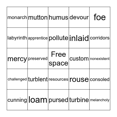 Vocabulary Review #2 Bingo Card