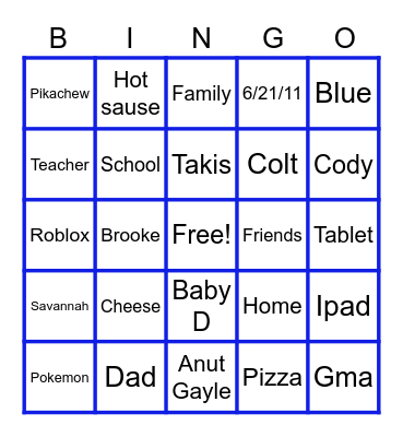 All about colt Bingo Card