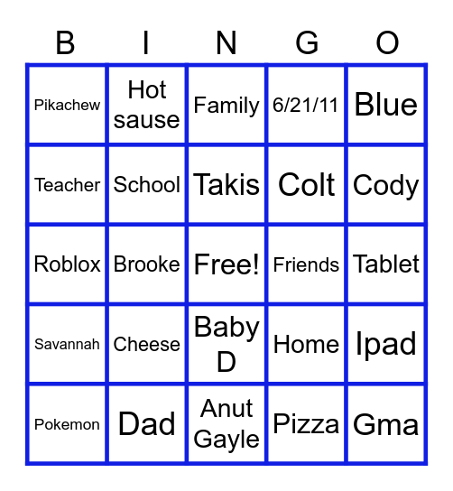 All about colt Bingo Card