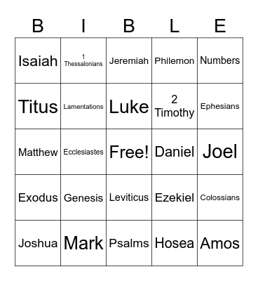 Bible Bingo! Bingo Card