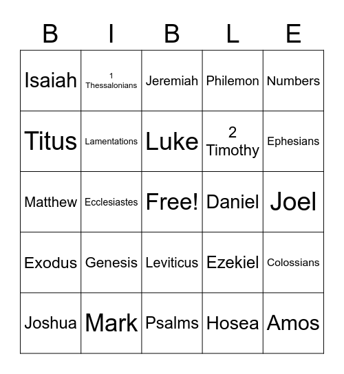 Bible Bingo! Bingo Card