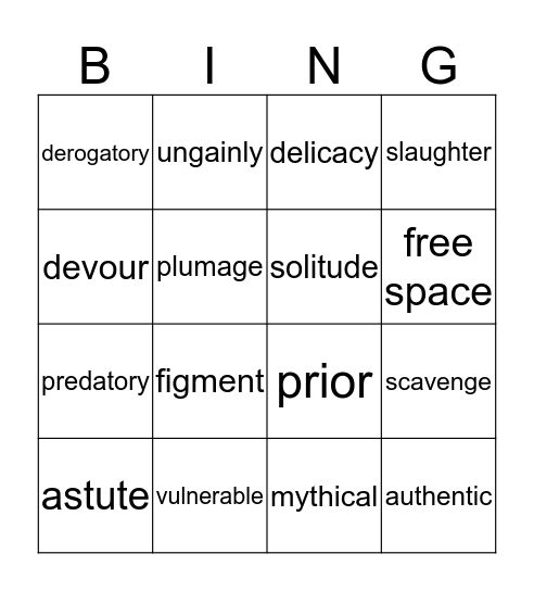 WW7 List 2 Bingo Card