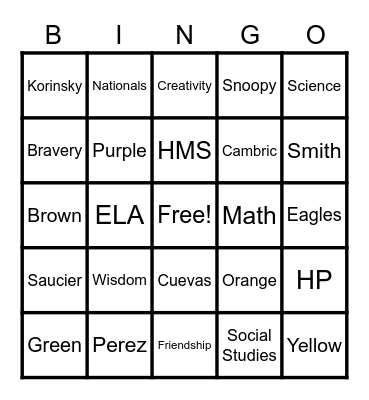 RTI Bingo Card