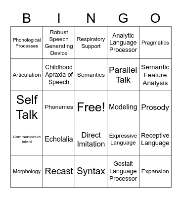 Victory SLP BINGO Card