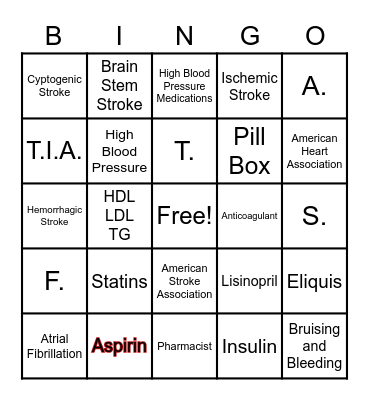 American Heart Association Bingo Card