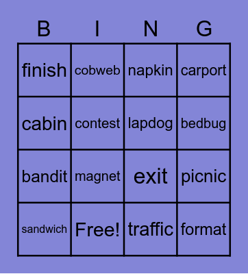 Unit 4 Spelling/Closed Syllables/Multisyllabic Bingo Card