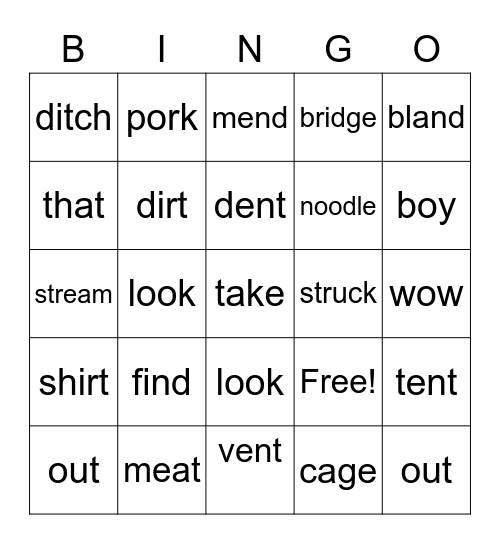 HD Word 3rd Find the space that matches the sound Bingo Card