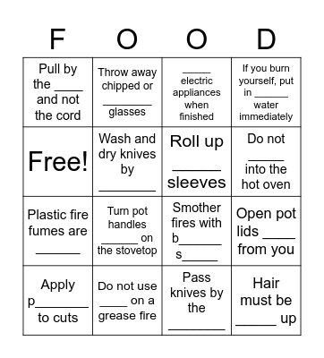 Safety Bingo Card
