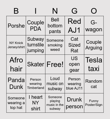 NYC Bingo Card