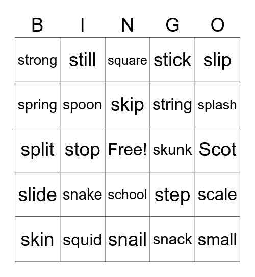 S Blend Bingo Card
