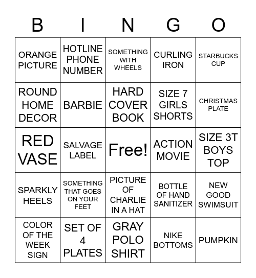 GOODWILL BINGO Card