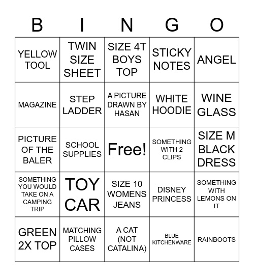 GOODWILL BINGO Card