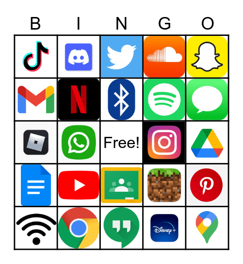Technology Icon Bingo Card