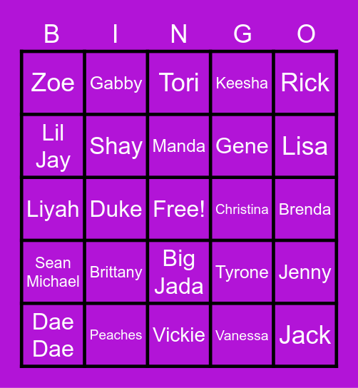 FAMILY BINGO Card