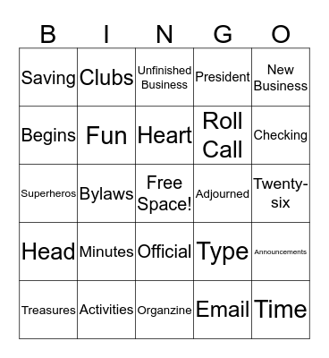 Secretary Bingo  Bingo Card