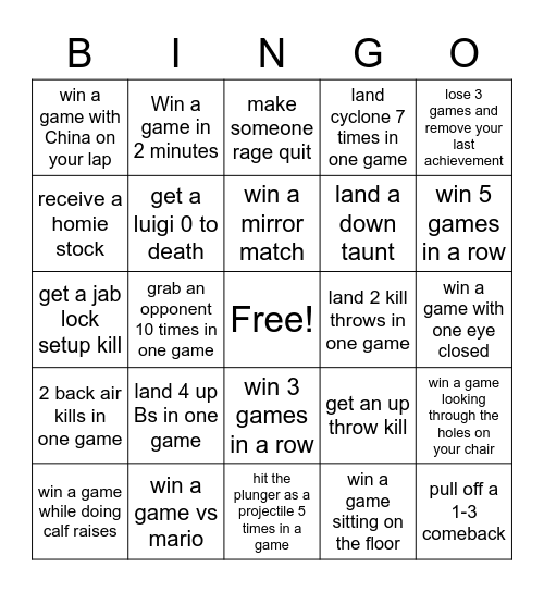 Luigi Bingo Card