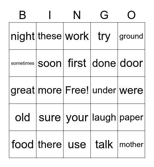 Journeys 1st grade Bingo Card
