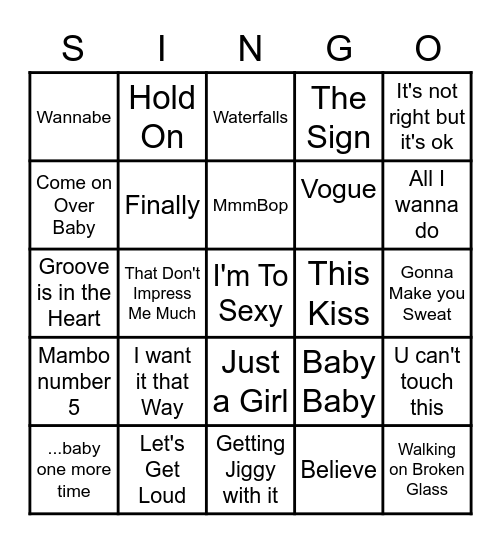 The Maxx Bingo Card