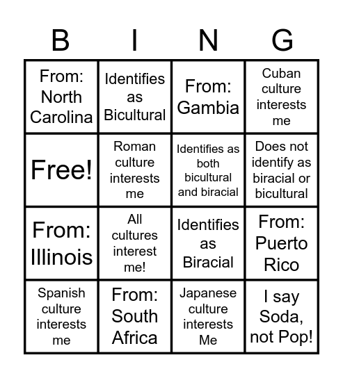 DE&I Bingo! Bingo Card