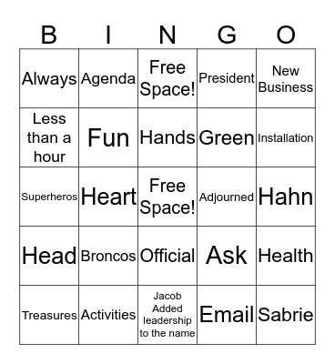 Secretary Bingo  Bingo Card