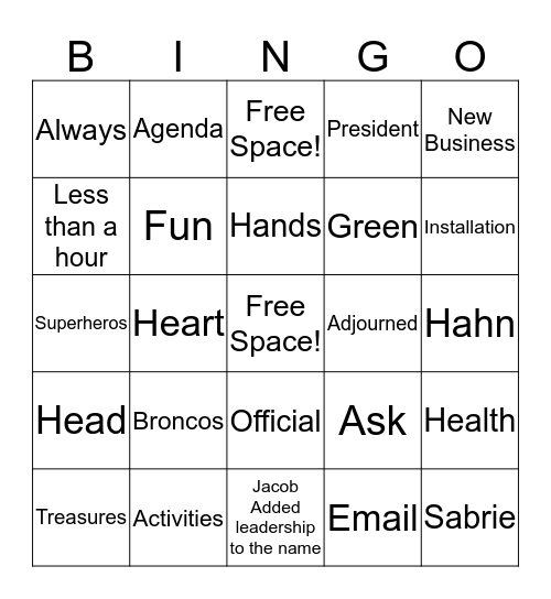 Secretary Bingo  Bingo Card