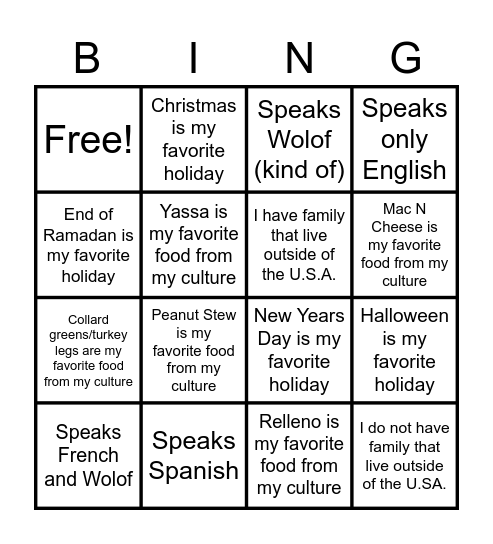 DE&I Bingo #2! Bingo Card