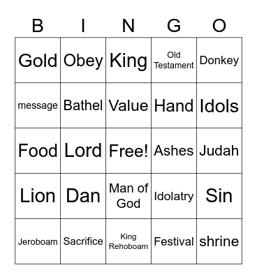 Jeroboam Bingo Card