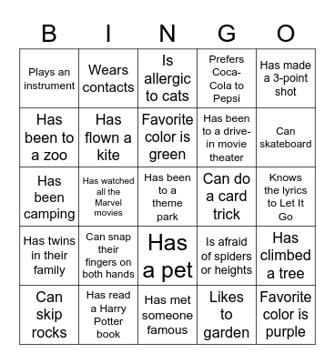 Someone Who Bingo Card