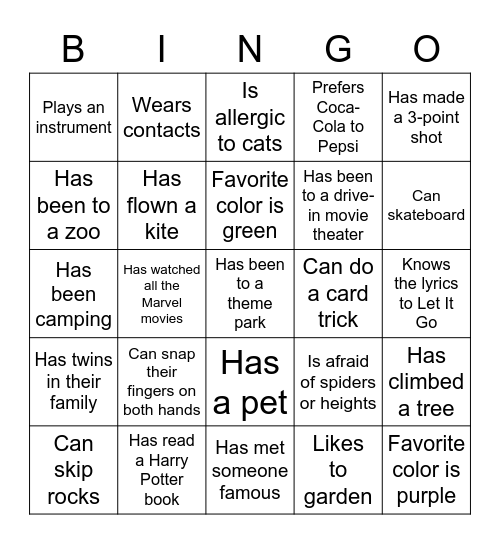 Someone Who Bingo Card