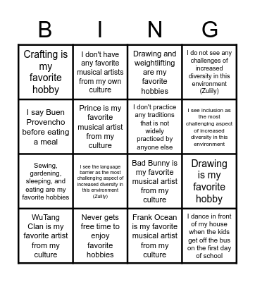 DE&I Bingo #3! Bingo Card