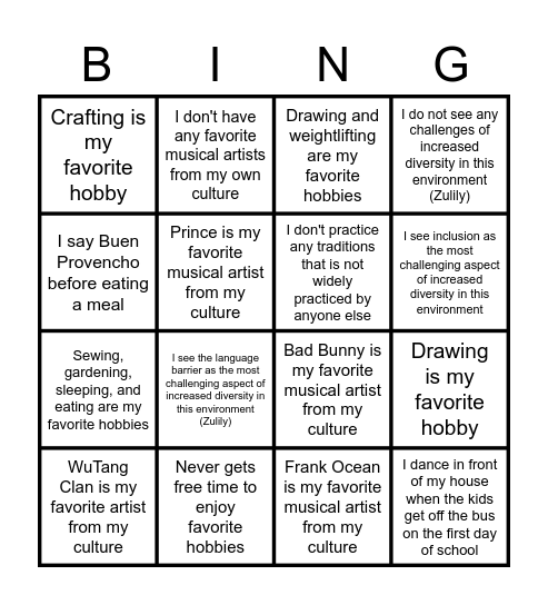 DE&I Bingo #3! Bingo Card