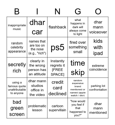 Dhar Mann Bingo v2 Bingo Card