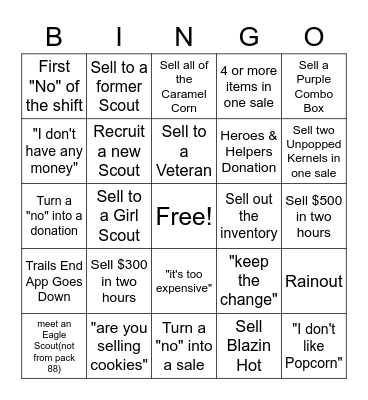 Pack 88 Storefront Bingo Card