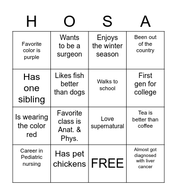 Get to know us Bingo Card