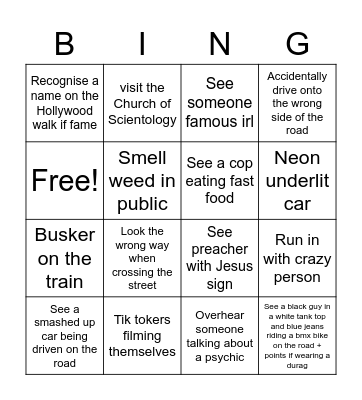 LA Bingo Card