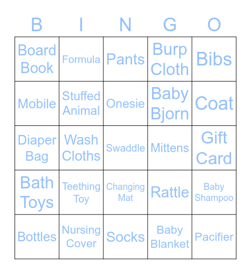 BABY SHOWER Bingo Card